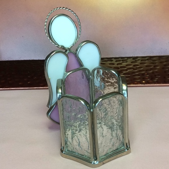 FINAL SALE PRICE Stain Glass Angel & Christmas Tree Votive Holders - Picture 3 of 6